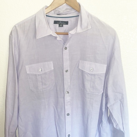 Marc Anthony Slim Fit Light Purple Lavender Long Sleeve Button Front Shirt - Picture 2 of 9